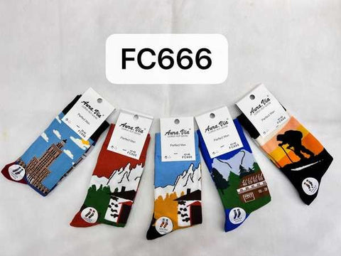 Men‘s landscape painting pattern socks 30-Pack FC666-360